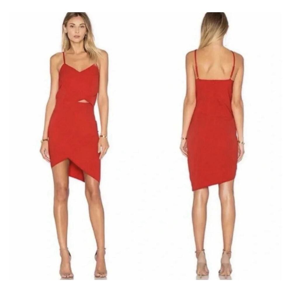 Elliatt The Shot Tulip Hem Mini Dress — S Red Cutout Asymmetric Wedding Guest